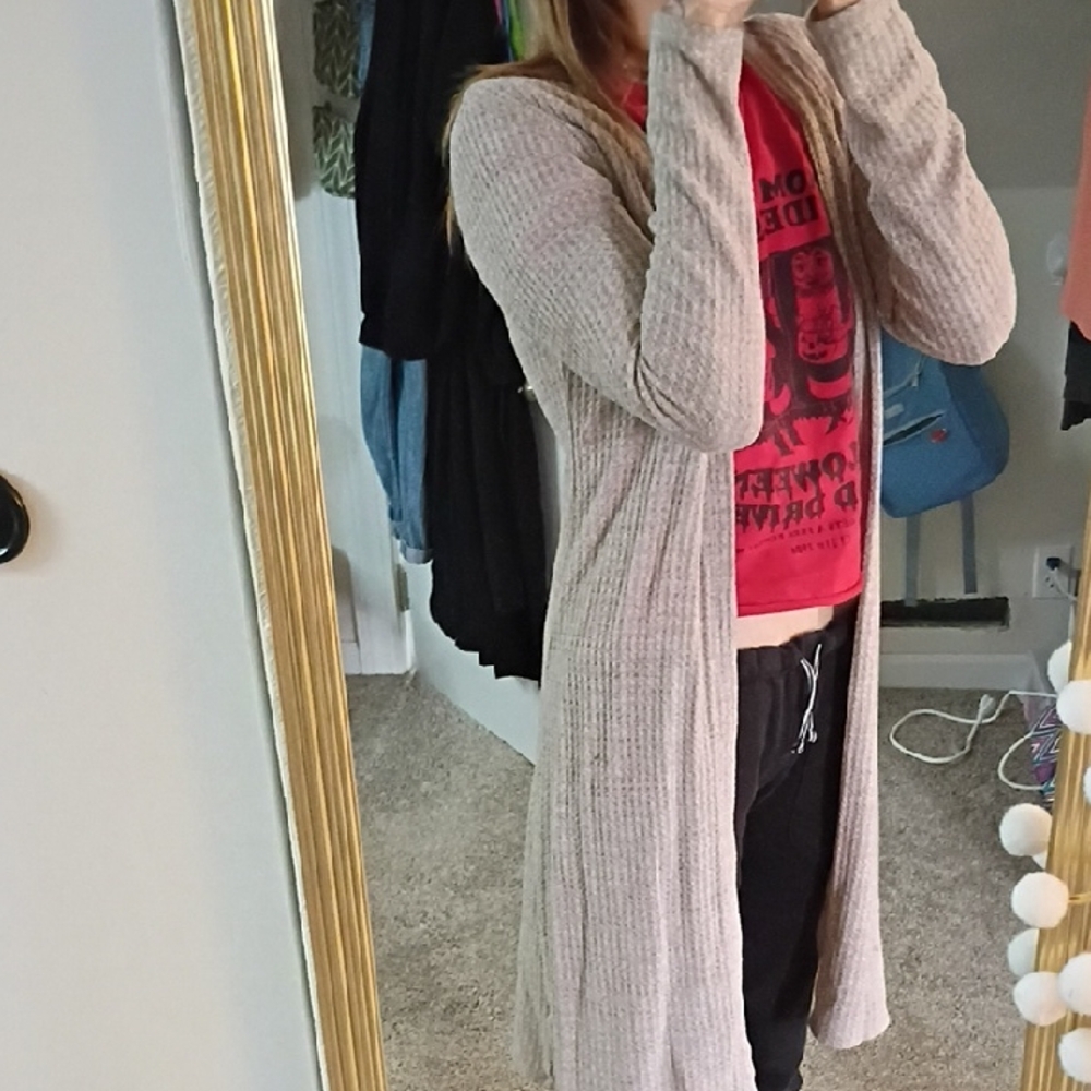 Inspired Hearts Oatmeal Long Cardigan Sweater